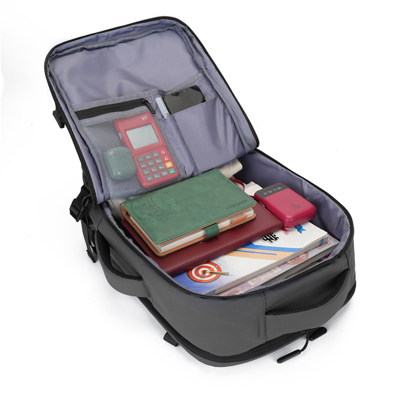 New cross-border leather film backpack for men's business travel, dry and wet separation, large-capacity multi-functional computer bag Specification drawing