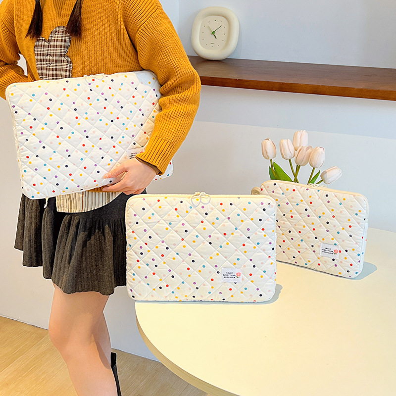 Korean version color polka dot ins laptop bag, women's portable storage bag, 14-inch and 15-16-inch tablet inner bag full figure