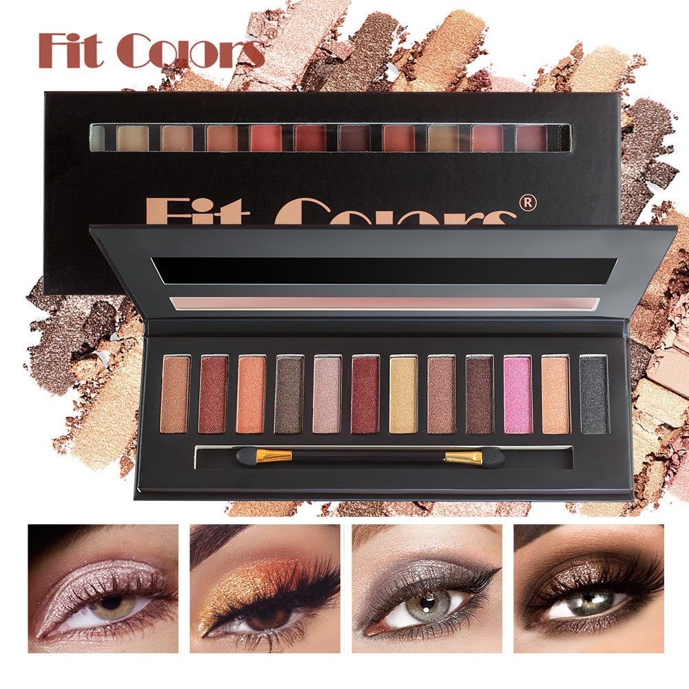 Fit Colors 12-color multi-functional Makeup Powder palette Matte, Pearlescent, high-gloss Contour Blush and Eyeshadow Palette set full figure