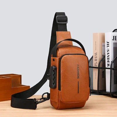 Men's high-end crossbody bag, men's crossbody bag, anti-theft combination lock, cycling bag, bicycle bag, crossbody bag thumbnail
