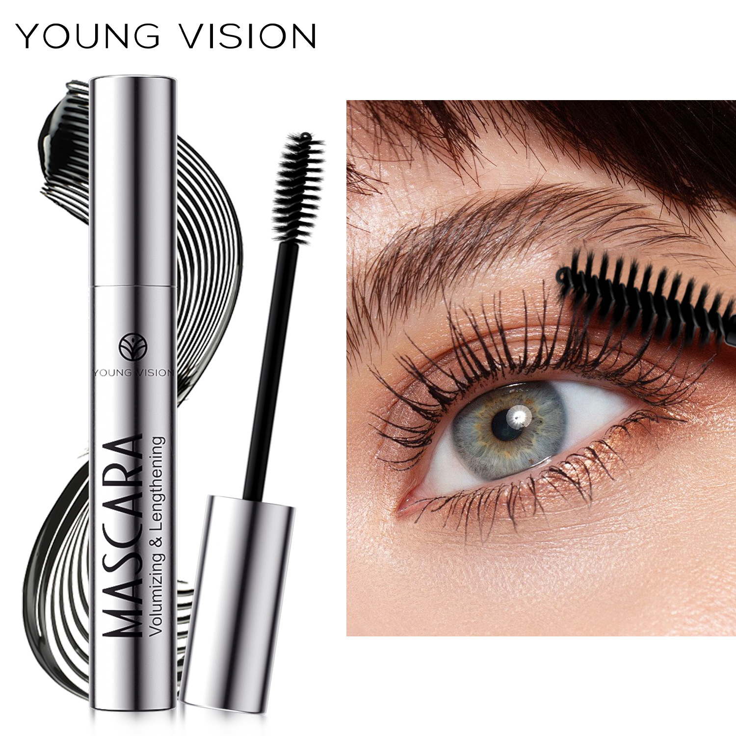 young vision makeup is rich and thick, with a water-like curling mascara and a silver tube black drawstring fiber mascara details Picture