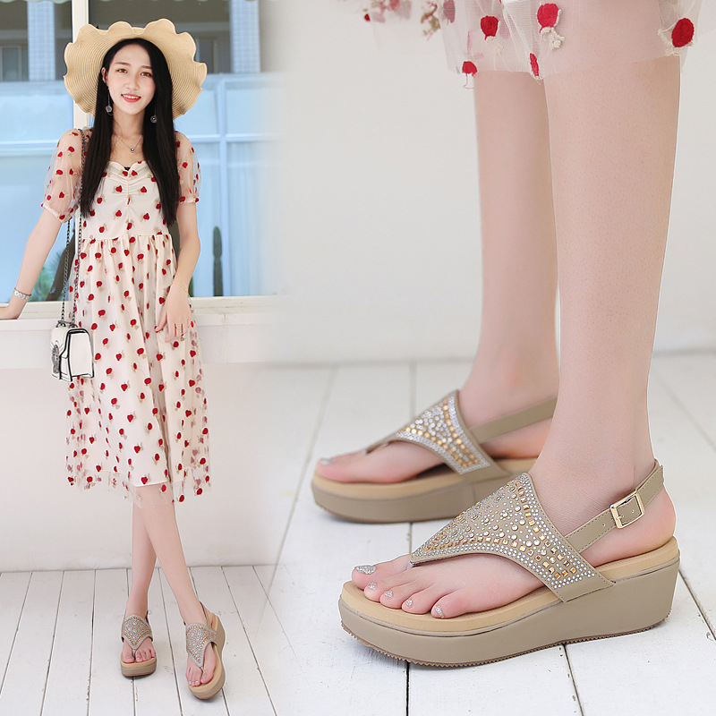Cross-border sandals for women 2024 Summer New Style Crystal large-sized export foam thick-soled women shoes Shoes details Picture