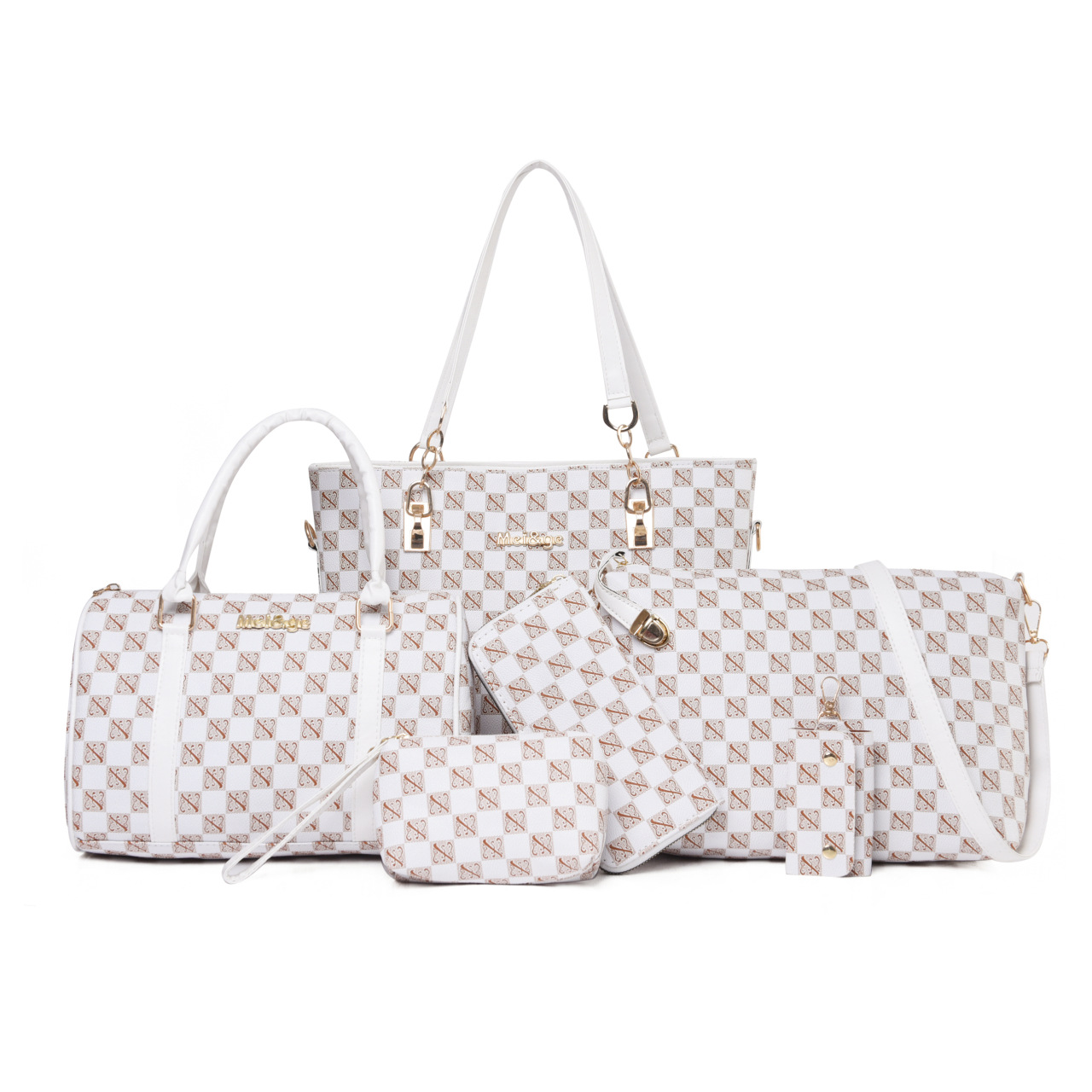 Cross-border 2024 new women's bag, European and American fashion trend printed six-piece set, mother and child bag, hand-held bag, shoulder crossbody bag Item Picture