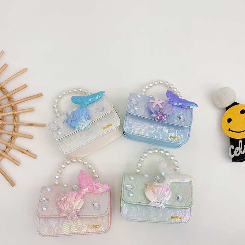 2024 New style children's bags: Stylish girls' crossbody bag, cute mermaid hand-held princess single-shoulder bag for babies details Picture