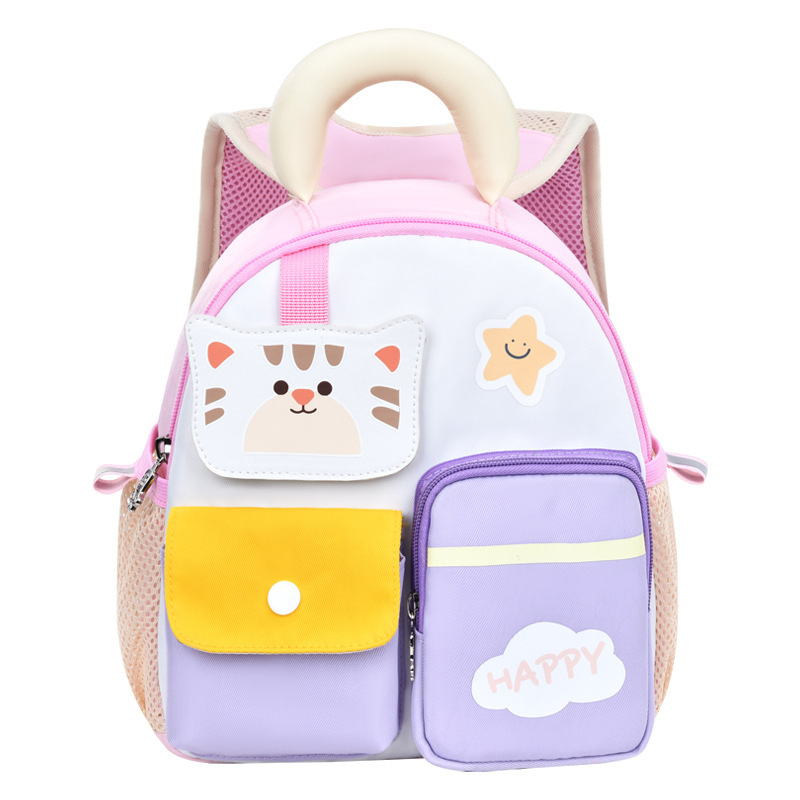 New kindergarten schoolbag for 1-4 years old, 3-cartoon cute little cat schoolbag, children's anti-wandering schoolbag, factory direct sales Item Picture