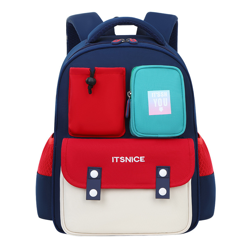 Cross-border new cartoon color-blocking primary school bag 1-3-6 grade boys and girls backpack manufacturer Item Picture