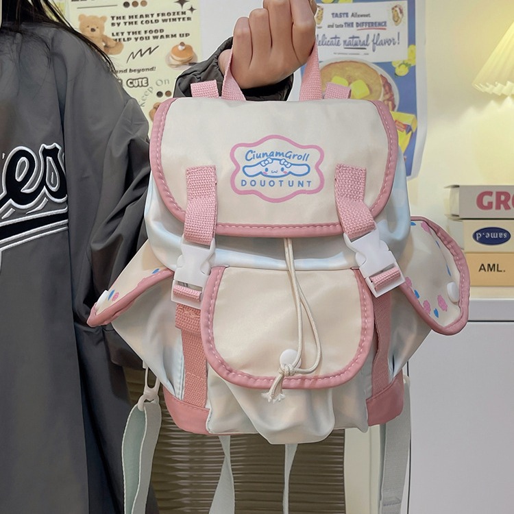 New Korean donut big ear collaboration backpack, student schoolbag, women's crossbody bag, and mini backpack with cinnamon dog Application Scenario