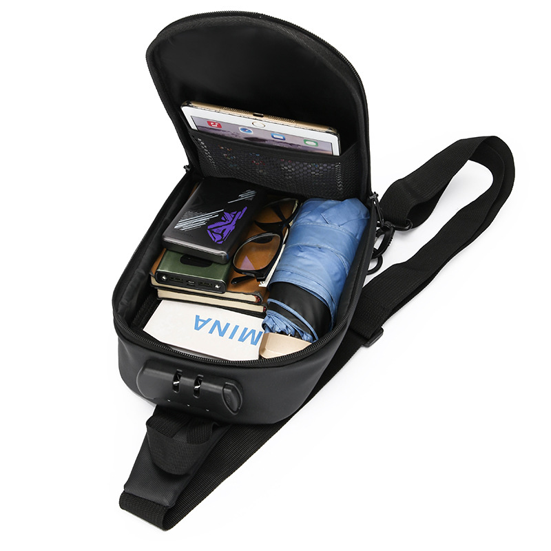 2024 Summer Casual backpacks, men's chest bags, crossbody bags, cross-border wholesale, USB charging port bags, fashionable single-shoulder bags Item Picture