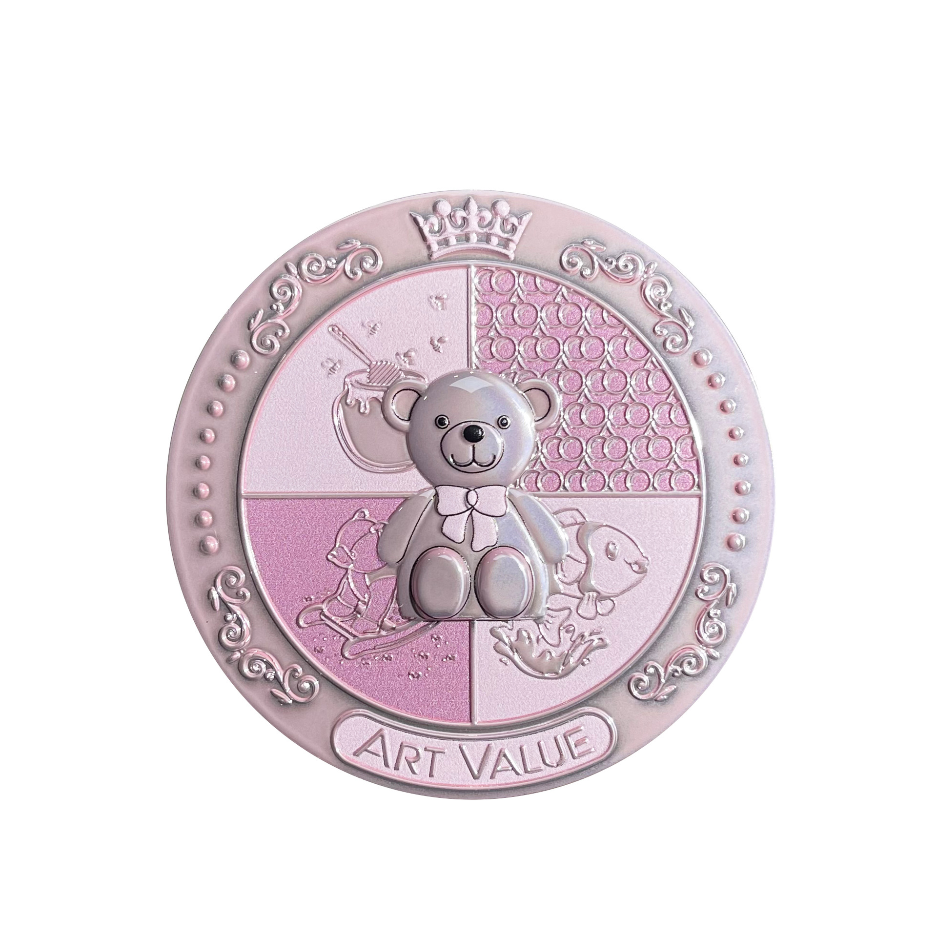 Art Value's new Bear Knight Three-color Blush plate, Rouge Plate, Makeup, Contouring and Highlighter all-in-one plate for export Item Picture