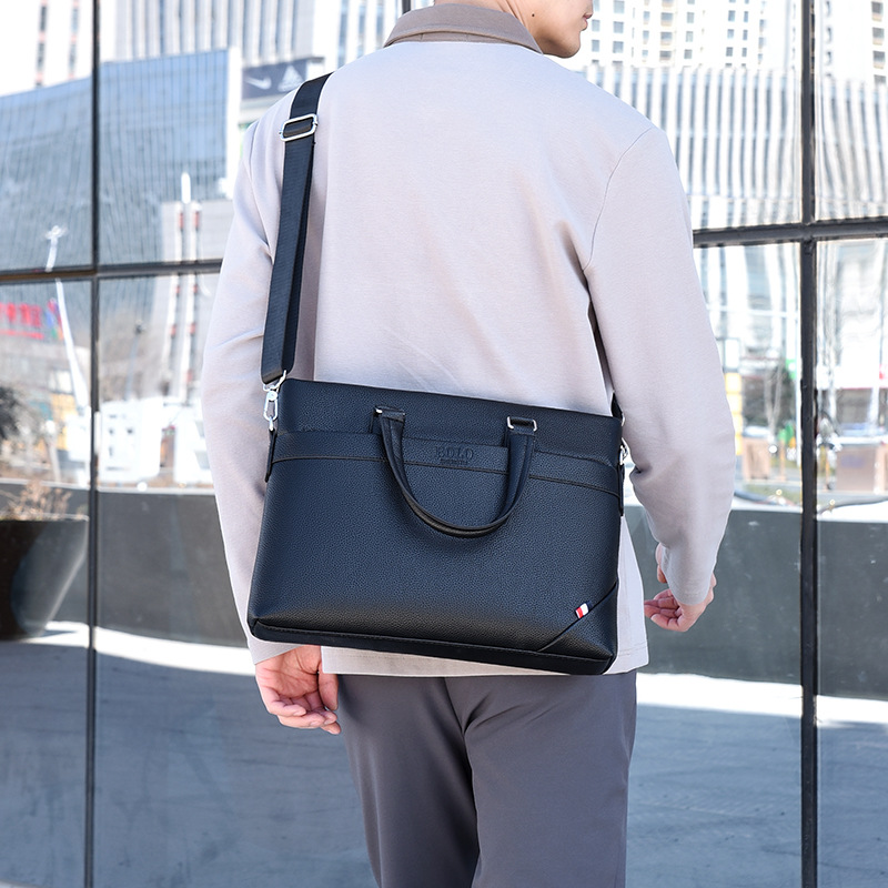 Trendy and stylish men's briefcase, men's business travel handbag, fashionable and casual cowhide large-capacity computer bag details Picture