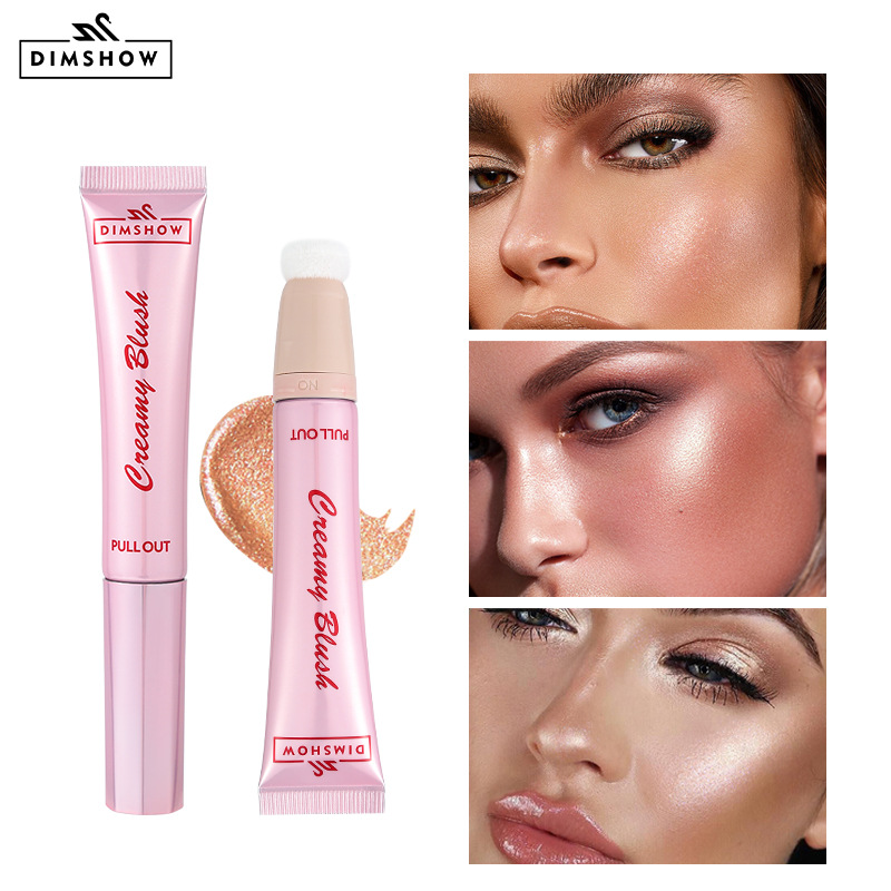 Cross-border bestseller DIMSHOW Sponge Head Liquid Blush High-gloss Contouring matte Blush Cream Pearlescent High-gloss Stick full figure
