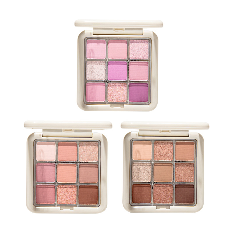 Jinhua cross-border nine-color eyeshadow, glitter, matte, pearlescent, fine glitter, pink eyeshadow palette brand wholesale cosmetics Specification drawing
