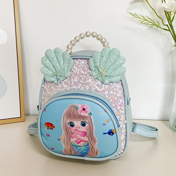 New cartoon schoolbag for children, cute girl sequined backpack, fashionable and casual kindergarten princess bag details Picture