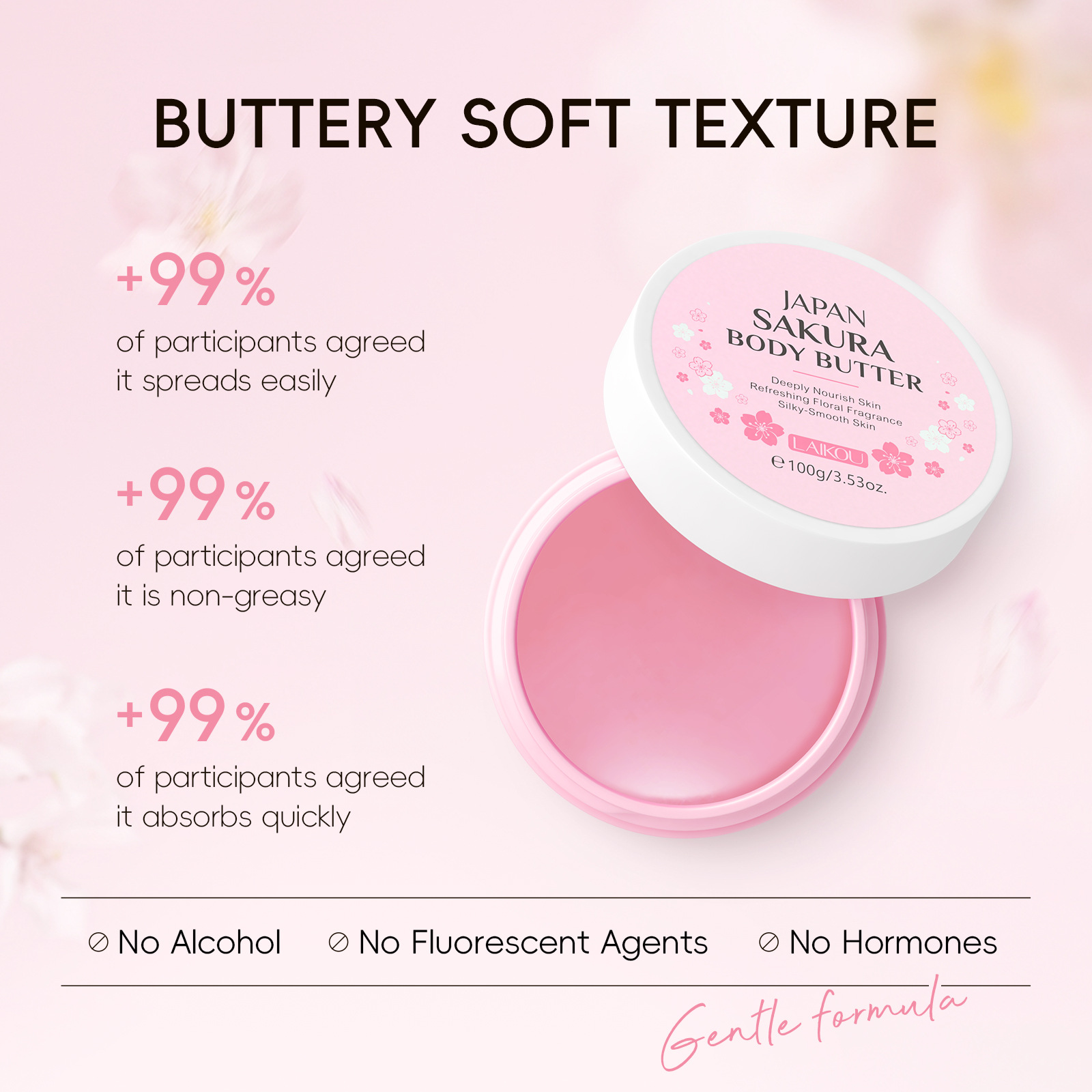 Cross-border LAIKOU Sakura Body Oil 100g Hydrating and Moisturizing Manufacturer's wholesale Body Moisturizing cream in stock details Picture