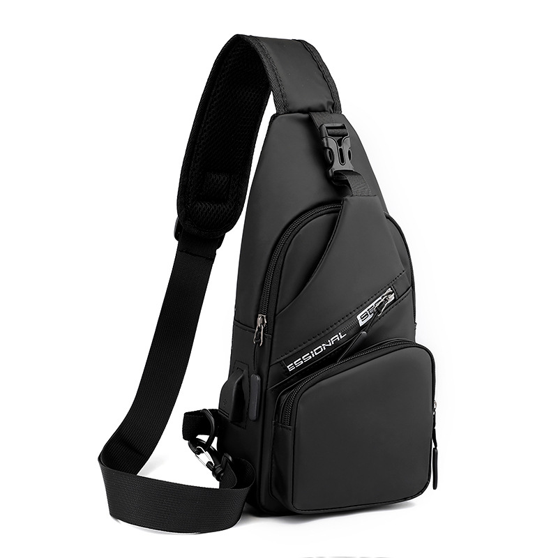 Wholesale new multi-pocket USB men's chest bag, fashionable, portable, casual, outdoor sports single-shoulder crossbody bag full figure
