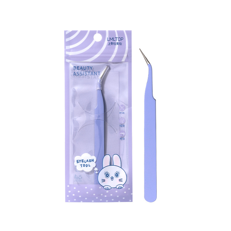 LMLTOP Pointed Tip Golden Feather tweezers, Stainless steel elbow tweezers, False eyelash auxiliary tweezers SY574 Item Picture