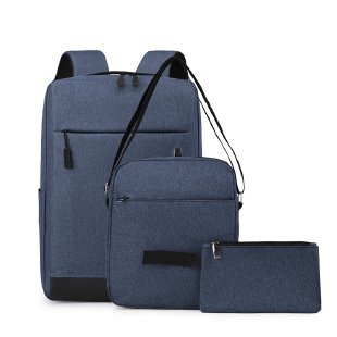 Three-piece backpack set: business travel, leisure meetings, business trips, backpacks, computer bags, printed words and logos Item Picture