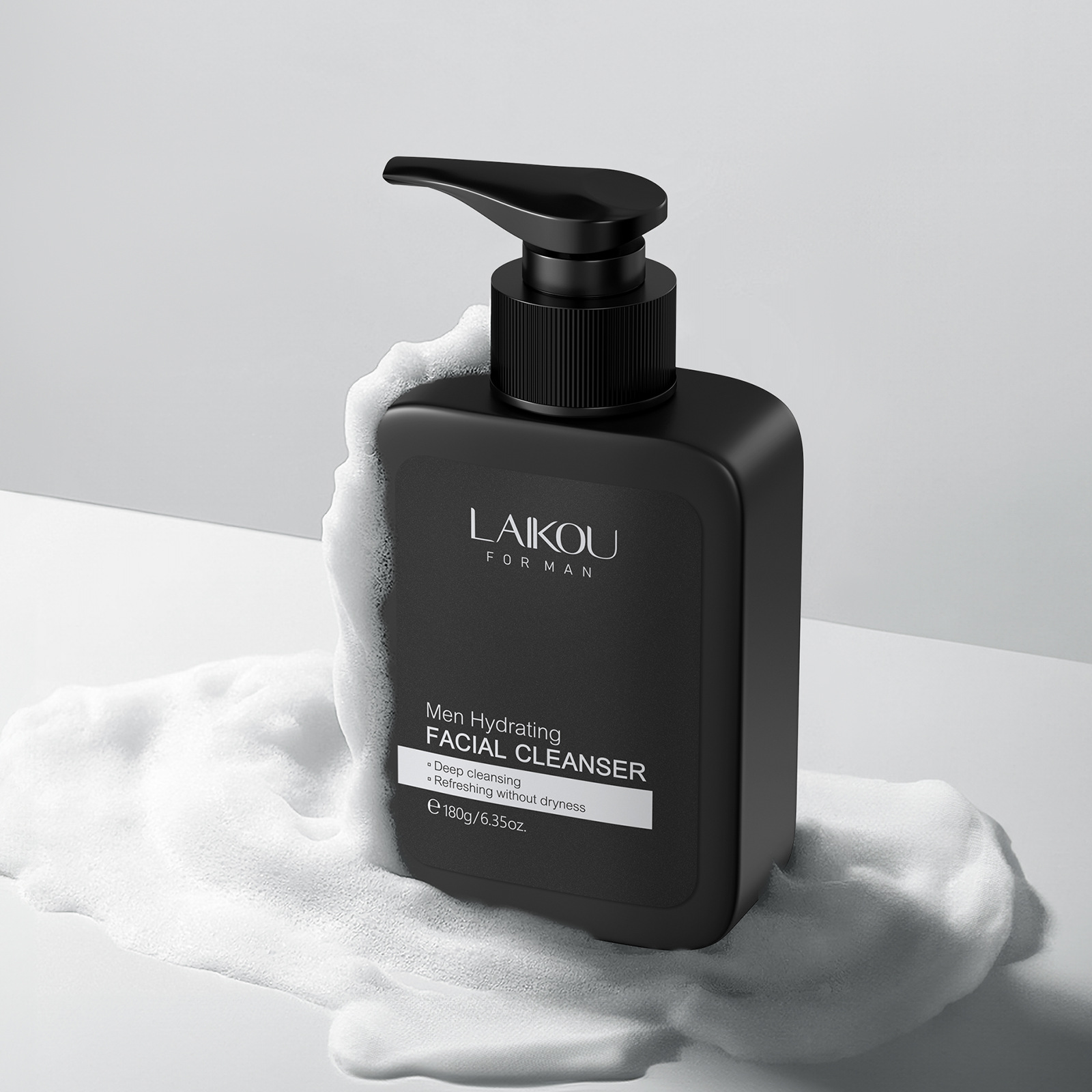 Cross-border LAIKOU Men's Facial Cleanser 180g hydrates, moisturizes, cleanses facial skin and refines pores. Manufacturer's stock available full figure