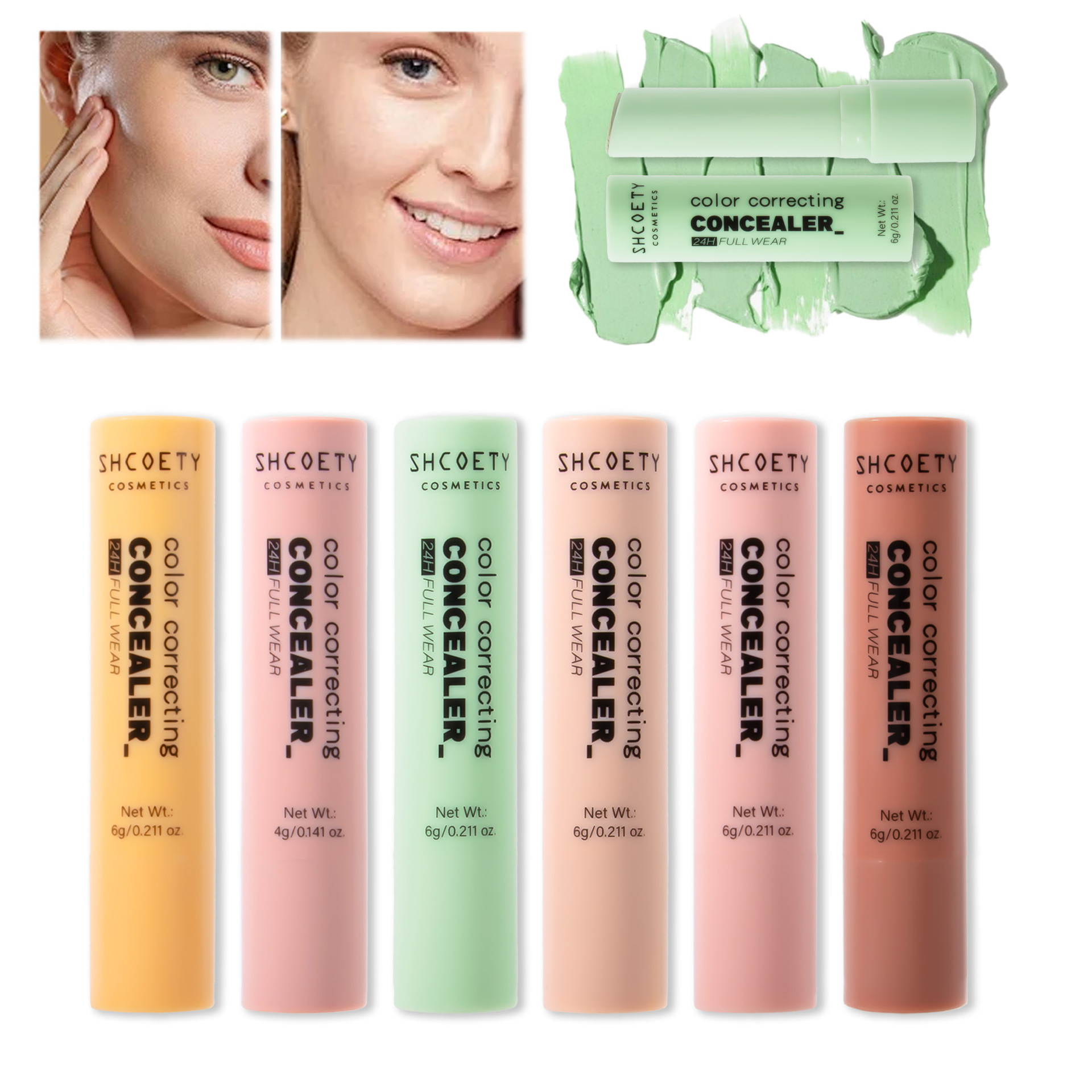 SHCOETY Cross-border Exclusive Rotating Concealer Set 6-color Natural Three-dimensional matte Concealer Stick Facial Contouring pen Item Picture