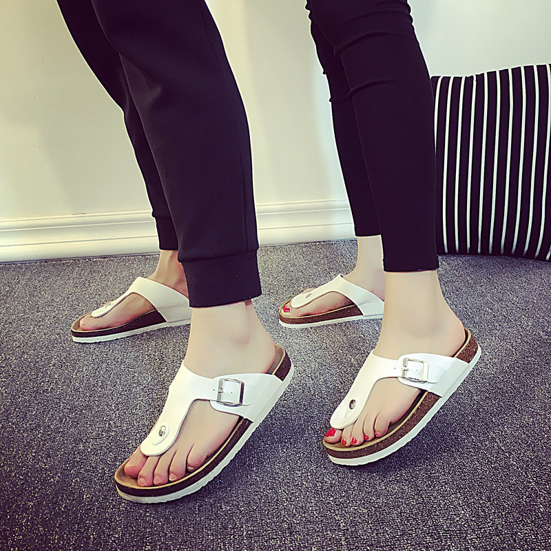 New large-sized women's sandals for foreign trade, colorful ice crystal water diamond cork slippers, Korean-style fashionable herd-shaped slippers for women details Picture