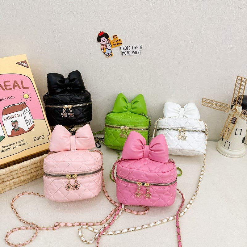 Children's bags, little Chanel-style bow, baby girl crossbody bag, popular princess accessory bag, girl chain single-shoulder bag full figure