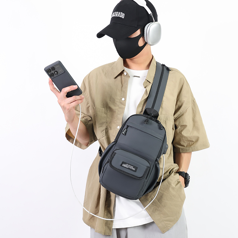 New men's chest bag, large-capacity backpack, casual travel backpack, business suitable for both shoulder and single shoulder, fashionable commuting bag Specification drawing