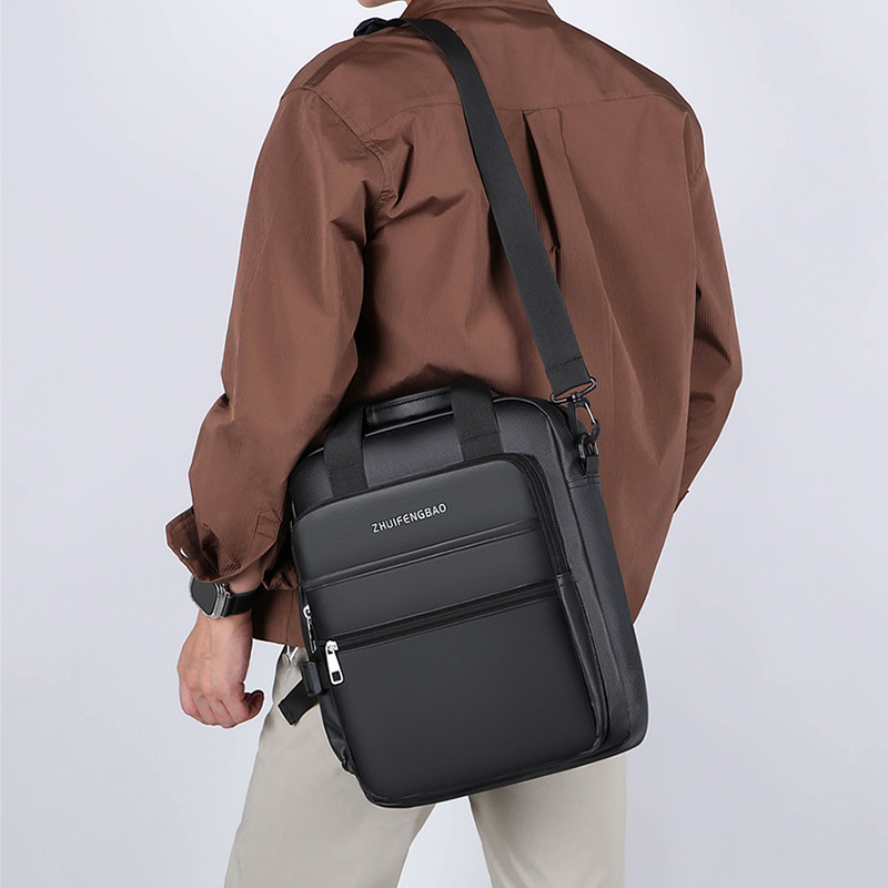The new 2024 high-end briefcase, large-capacity casual sports single-shoulder bag, simple men's style, water-resistant crossbody details Picture