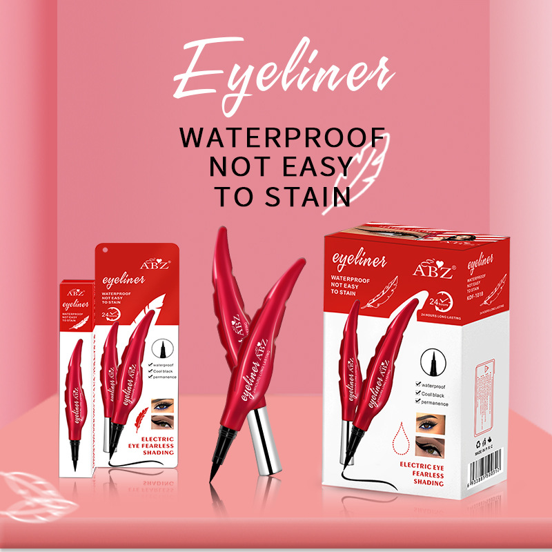 Cross-border all-English version red feather eyeliner liquid pen, waterproof, sweat-proof and non-smudging factory makeup, Amazon export full figure