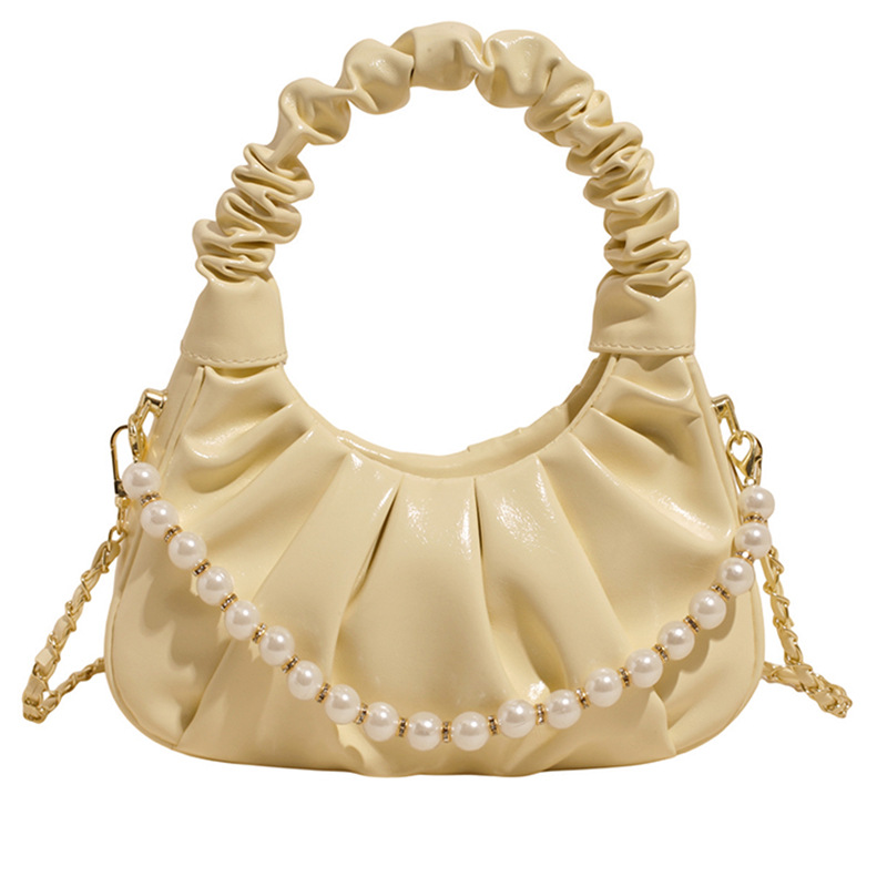 High-end pleated cloud bag Women's 2025 new style fashionable pearl hand-held shoulder bag chain versatile crossbody bag Item Picture
