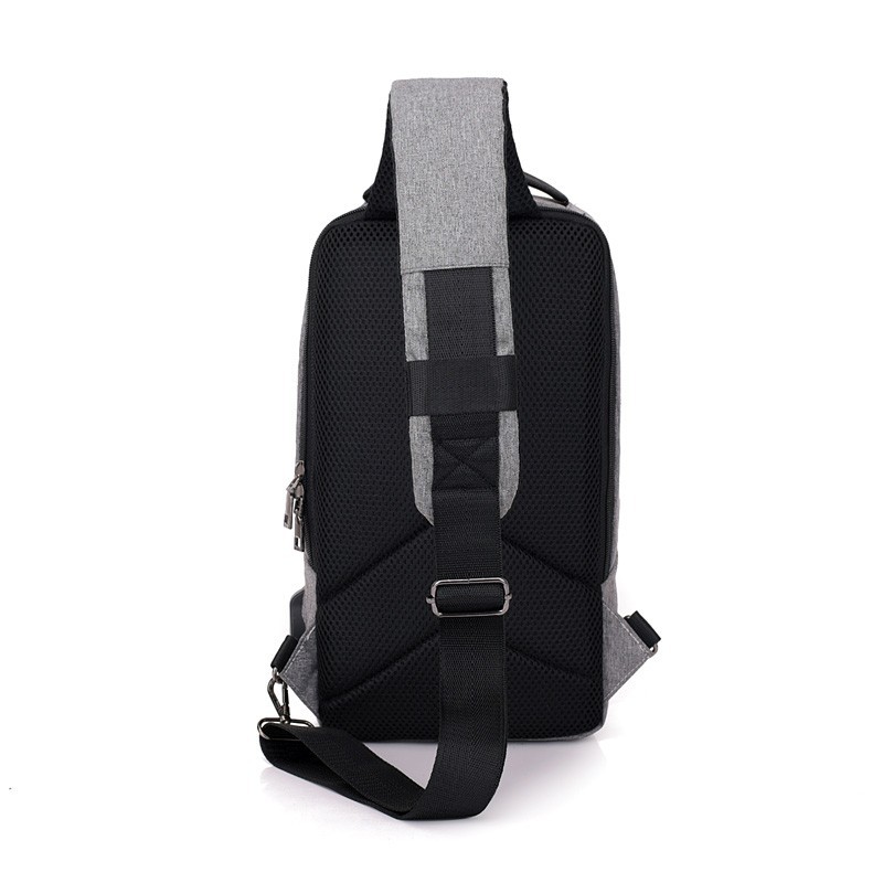 Cross-border large-capacity USB charging chest bag, Oxford cloth men's chest bag, casual travel storage single-shoulder crossbody bag Specification drawing