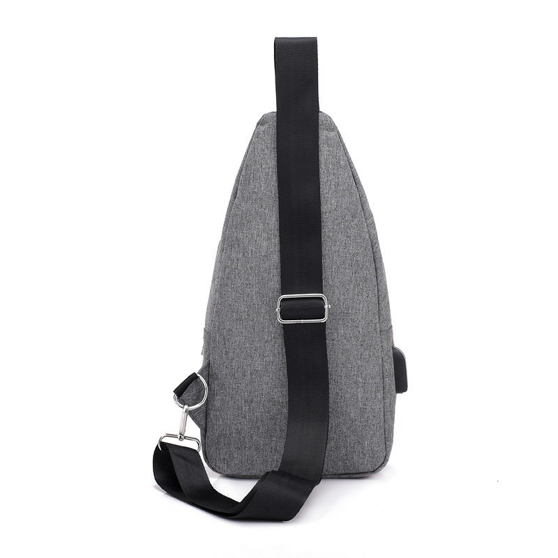 Solid-color men's USB chest bag, Oxford fabric outdoor sports bag, Korean-style casual single-shoulder crossbody small bag in stock for wholesale Specification drawing