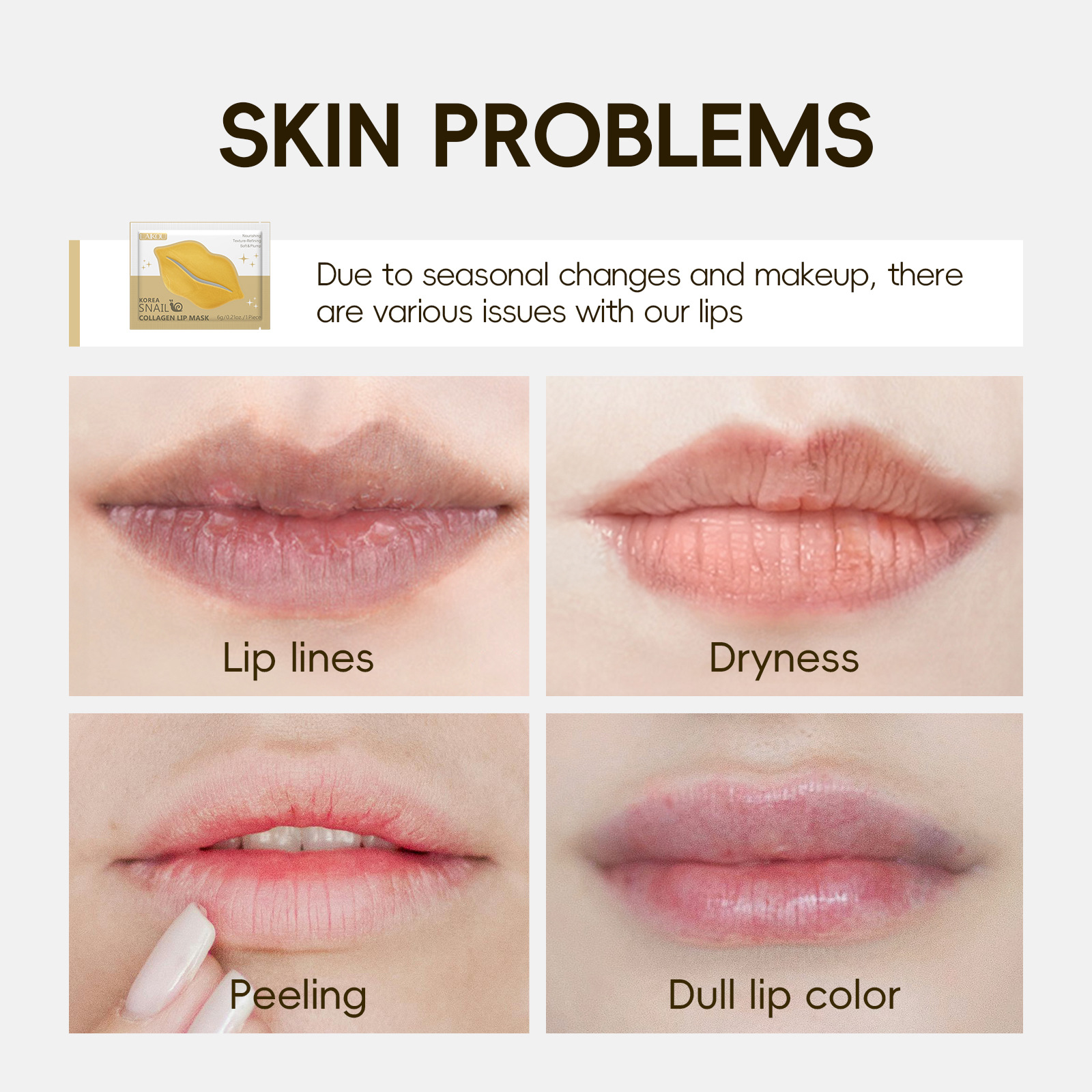LAIKOU Cross-border LAIkou Korean Snail Collagen Moisturizing Lip Balm 6g in stock details Picture