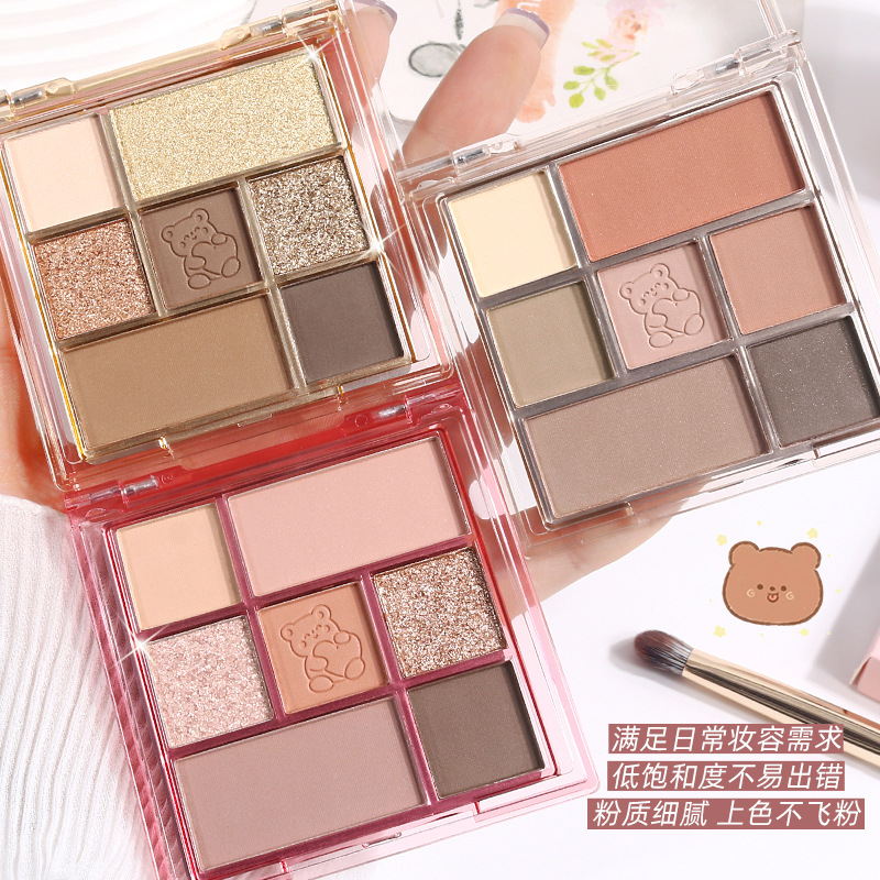 Rexina Seven-color eyeshadow, daily pearlescent, glitter, matte, glossy, ground tone, contouring blush, a beginner's set of multi-purpose makeup details Picture
