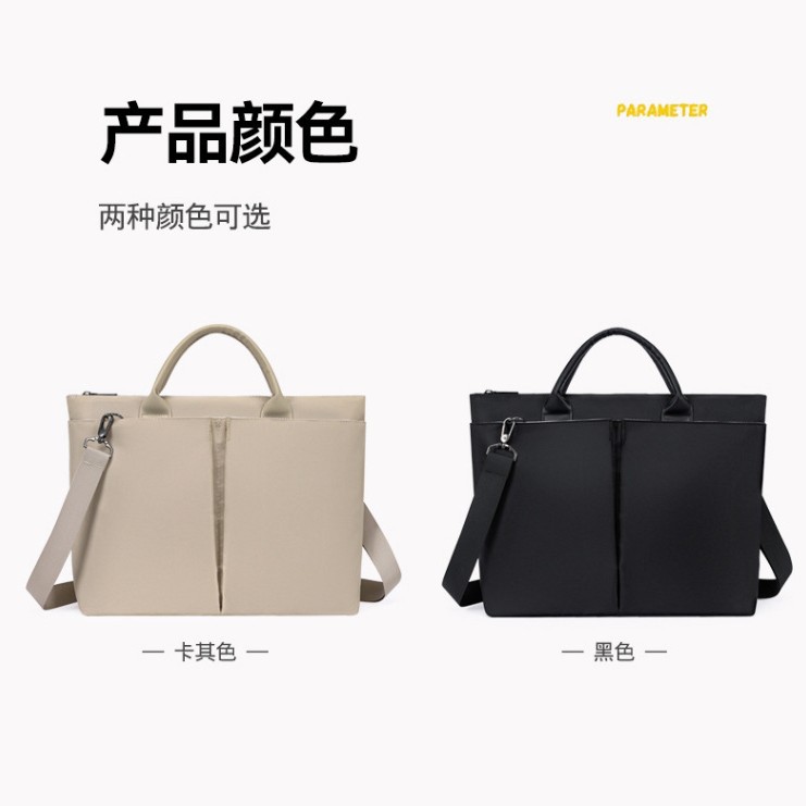 Solid-color handbags for women, 13-inch, 14-inch, 15-inch laptop bags, portable briefcases, document bags with logo printing Specification drawing