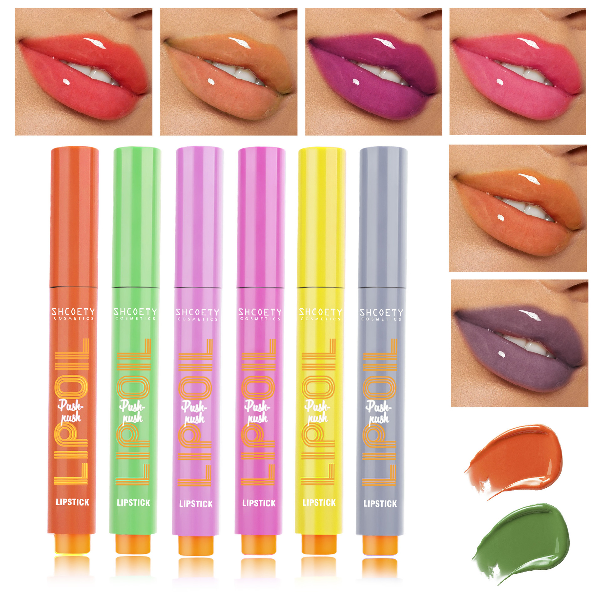 SHCOETY Cross-border Makeup Jelly Press Lipstick Set Solid Hydrating Lip Gloss Mirror Lip Gloss Lipstick for Export full figure