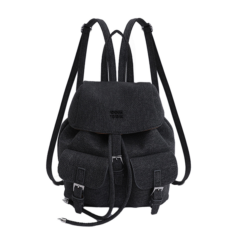 "College Style 2025 New Korean-style stylish mini Backpack, double pockets, lid style backpack, casual travel bag. Item Picture
