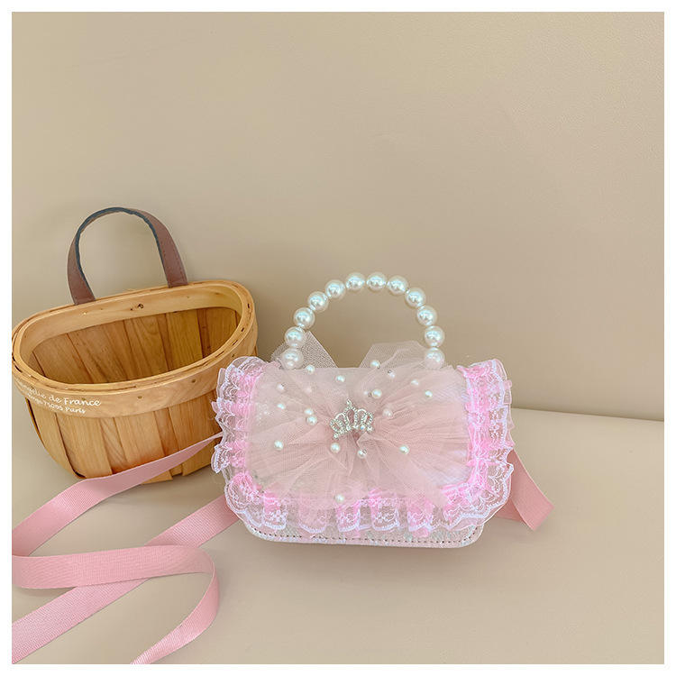 Girls' Bag 2022 New Style Fashionable children's cute hand-held shoulder bag Bao Bao Princess crossbody Bag Small square bag details Picture