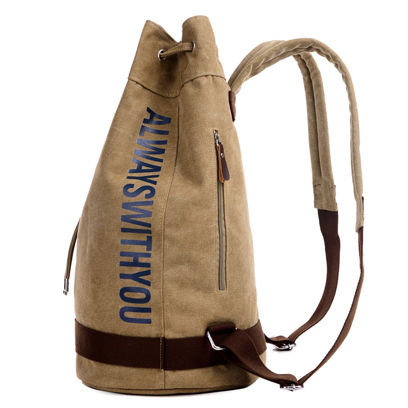 Wholesale Korean-style sports canvas backpacks, round bucket travel bags, computer backpacks and college student casual basketball bags from the manufacturer details Picture