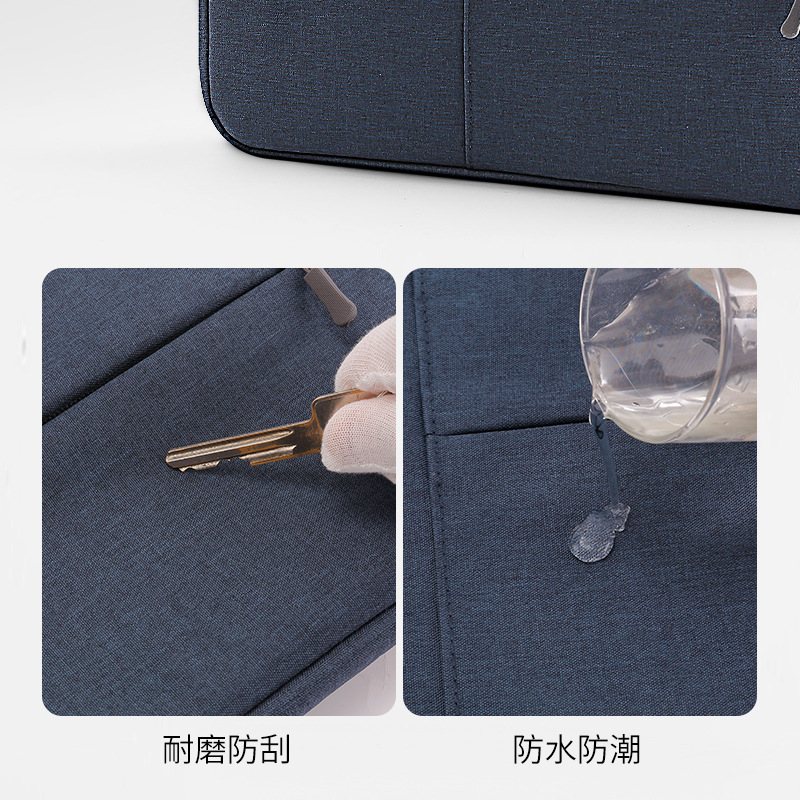 Cross-border best-selling multi-pocket 300D with fleece, suitable for Mac, Huawei 13, Lenovo 14-inch laptop handbag Specification drawing