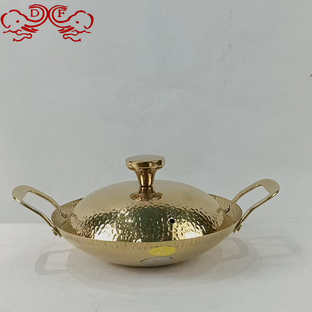 DF99002 Hammer-patterned dry Pot, bar cauldrail, Alcohol stove Special Pot, Golden double-ear bar Cauldrail, Seafood boiler, DF TRADINGHOUSE Specification image