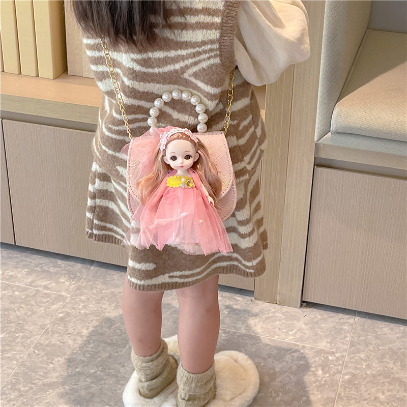 Children's crossbody bag, girls' bag, cute and fashionable little girl princess single-shoulder bag, handbag, loose change accessory bag Specification drawing