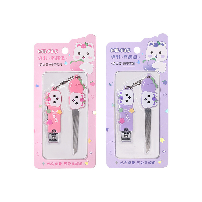 LMLTOP Cartoon Nail Trimming Set 2 pieces, stainless steel nail clippers, nail pliers, nail trimming file tools SY563 Item Picture