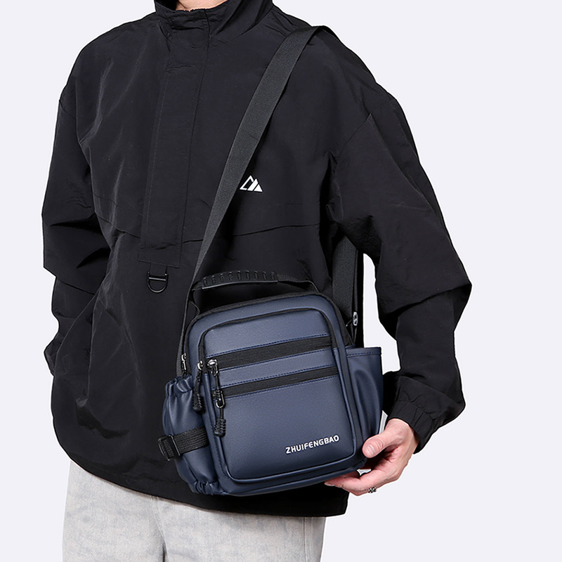 A fashionable and trendy single-shoulder crossbody bag for men engaged in foreign trade, multi-layered storage, water-resistant Oxford fabric handbag Specification drawing