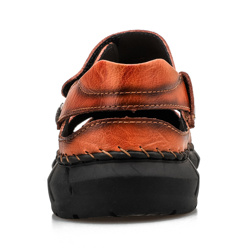 Amazon Spring/Summer men's plus-size sandals, trendy leather beach shoes, flip-flops, plus-size men's shoes, sewn shoes, cross-border Specification drawing