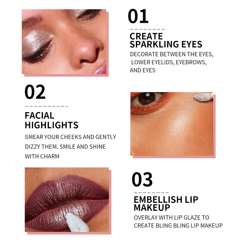 Cross-border JOLLY JOJO Four-color Liquid Eyeshadow Highlight Brightening Glitter Pearl Sequin Eyeshadow Liquid details Picture