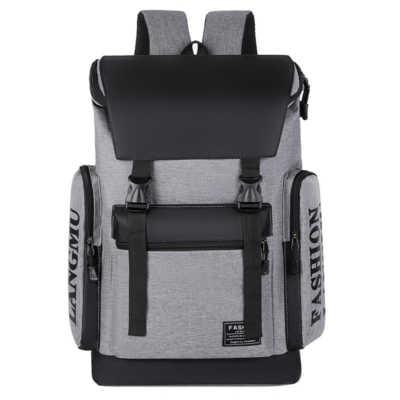 Large-capacity schoolbags, trendy men's street style, high school and college students' backpacks, men's Korean-style men's casual travel backpacks Item Picture
