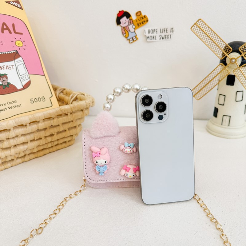 New super cute children's bag: Little girl pearl bag, stylish girl, adorable princess for a trip, lace fragrance style details Picture