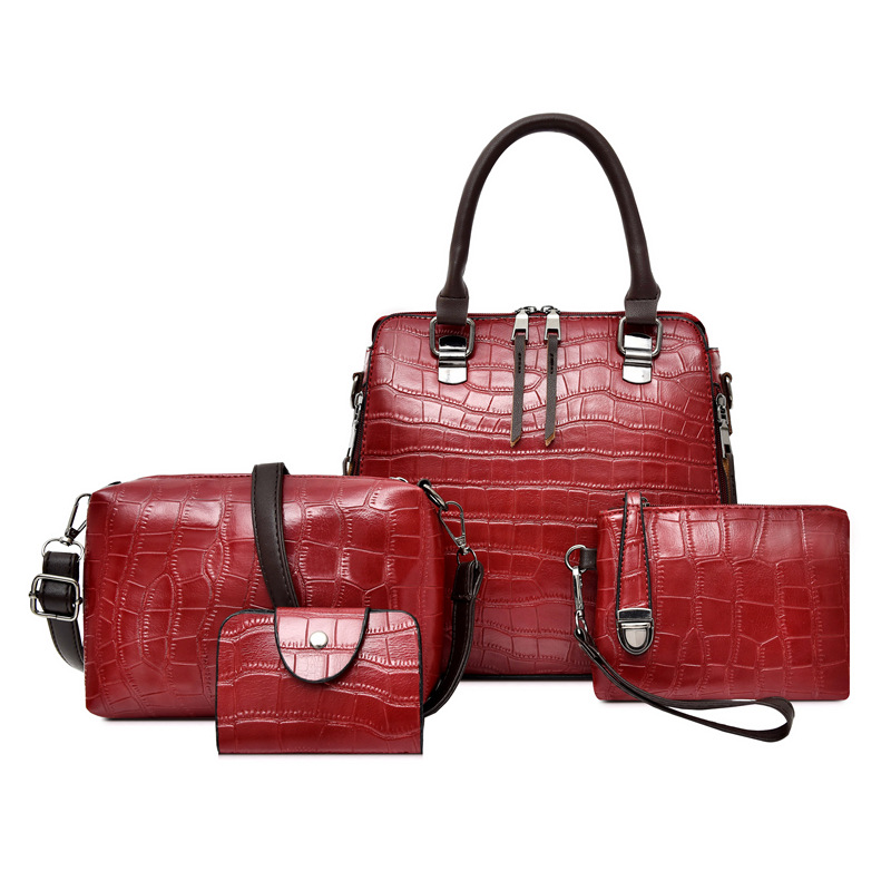 2021 New Crocodile-patterned mother-and-child bag Cross-border trade women's Bag four-piece set, one-piece consignment, bill of lading, shoulder crossbody bag details Picture