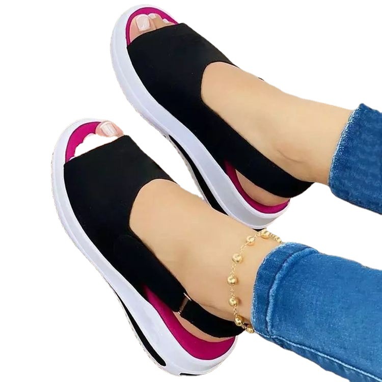 2021 Large-sized fish-mouth women's sandals, thick-soled women's shoes, new cross-border Velcro beach shoes from Europe and America Item Picture