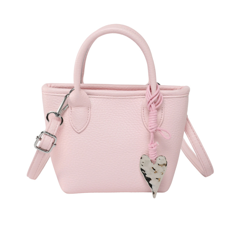 Simple and stylish hand-held bucket small bag for women, 2025 new Korean version single-shoulder crossbody bag, solid color commuting small handbag Item Picture